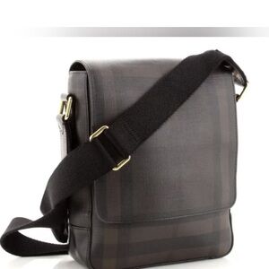 Burberry Greenford Crossbody Smoked Checked Coated Canvas Bag